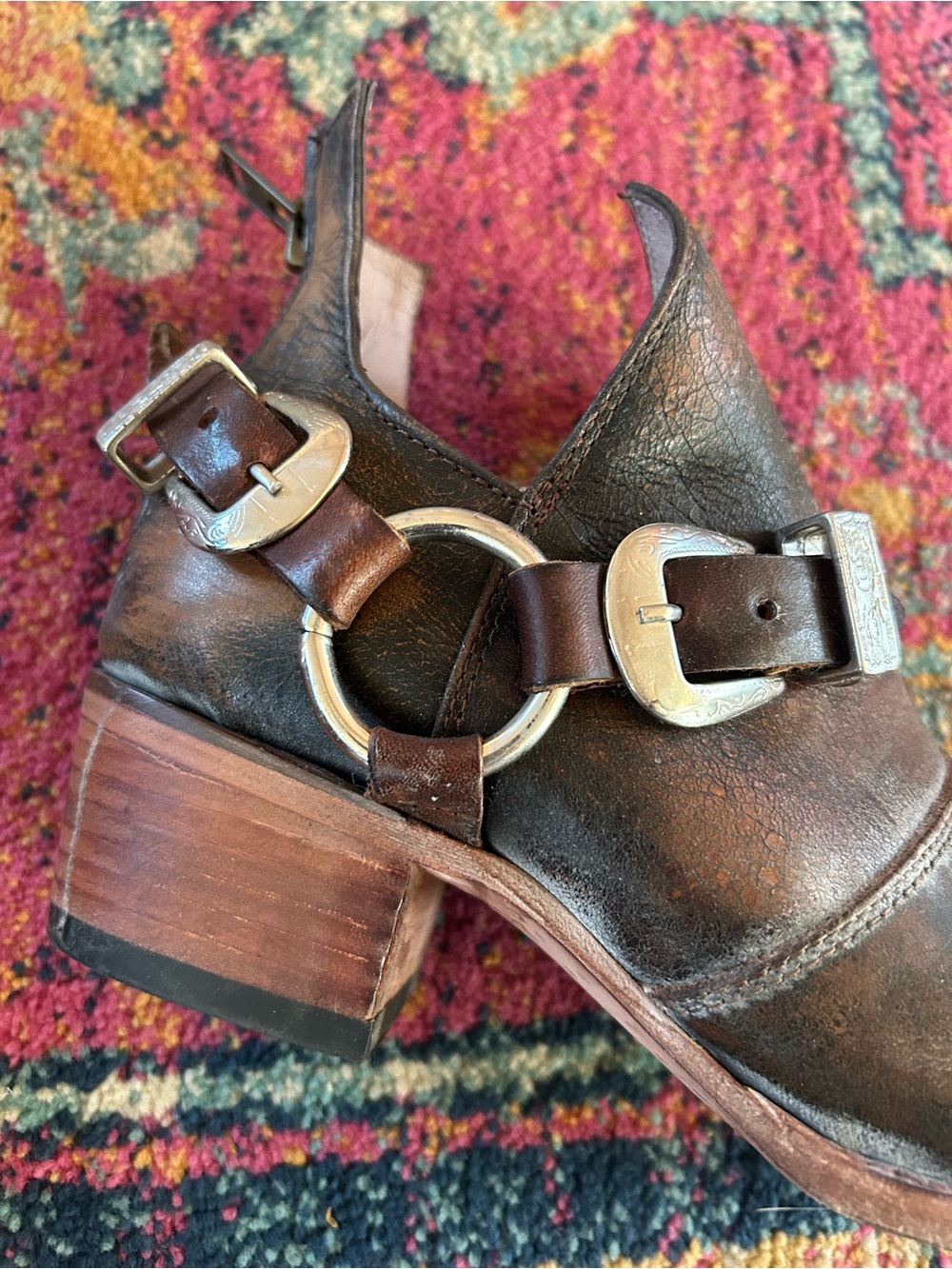 Freebird by Steven | Women's Brown Leather Truce Back Zip Harness Ankle Boots 8 - Picture 9 of 16